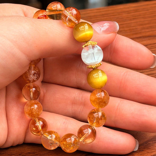 Golden Elixir Crystal Bracelet — Close-up Detail | Auric Healing