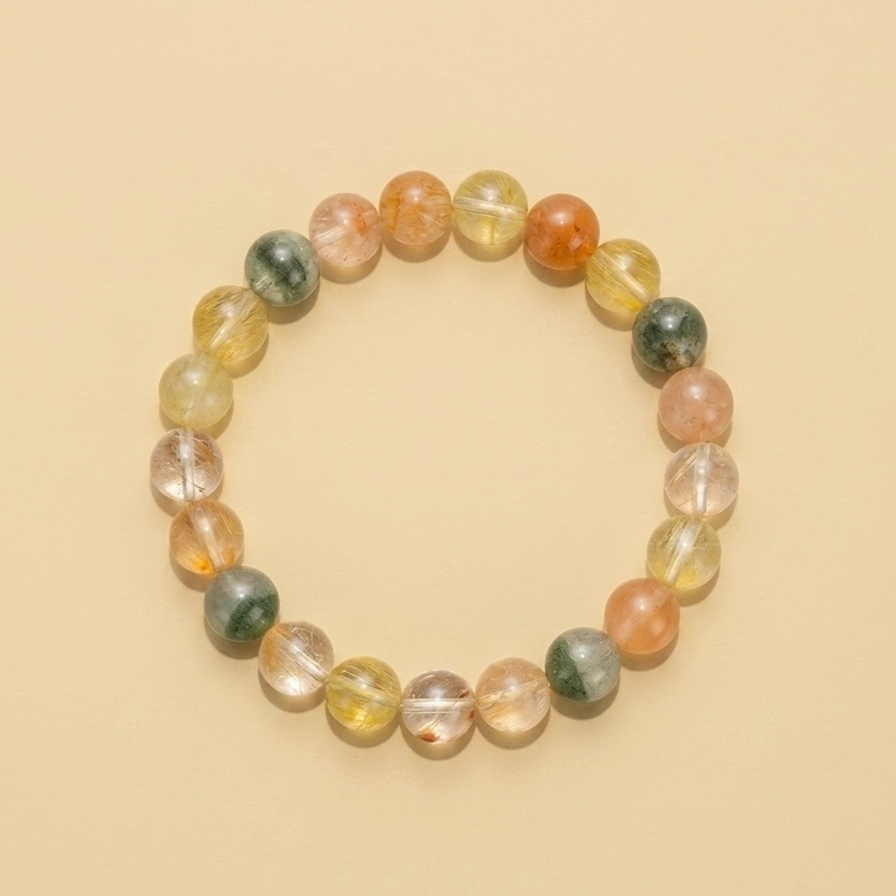 Infinite Cosmos — Natural Multi-Colour Rutilated Quartz Bracelet for Sleep & Relaxation | Auric Healing